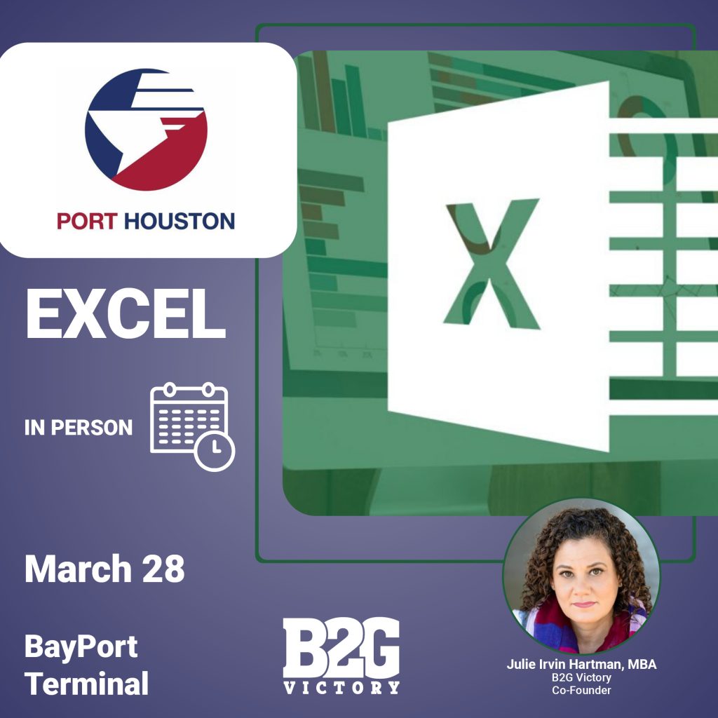 Port Houston - Microsoft Excel Training with Julie Irvin Hartman, MBA on March 28 at BayPort Terminal