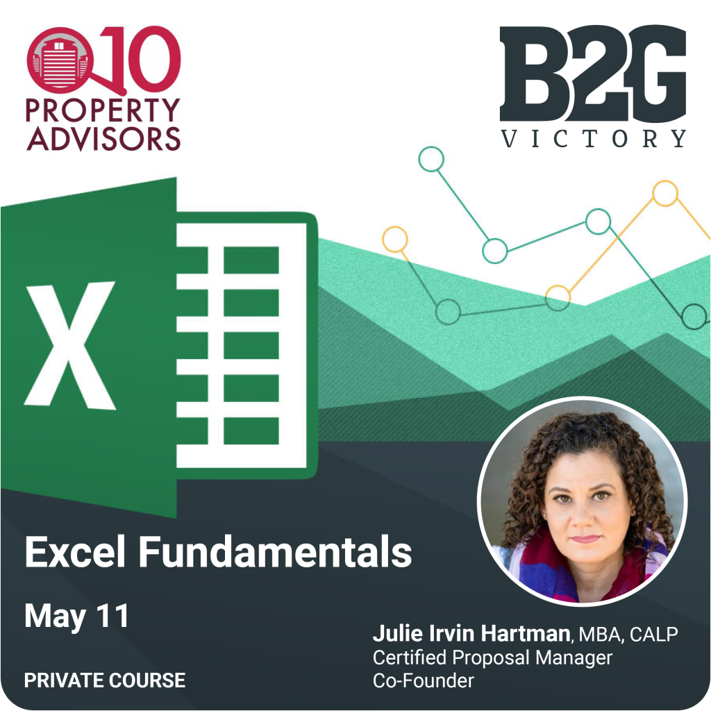 Microsoft Excel Training with Julie Irvin Hartman for Q10 Property Advisors on May 11 in Houston, Texas