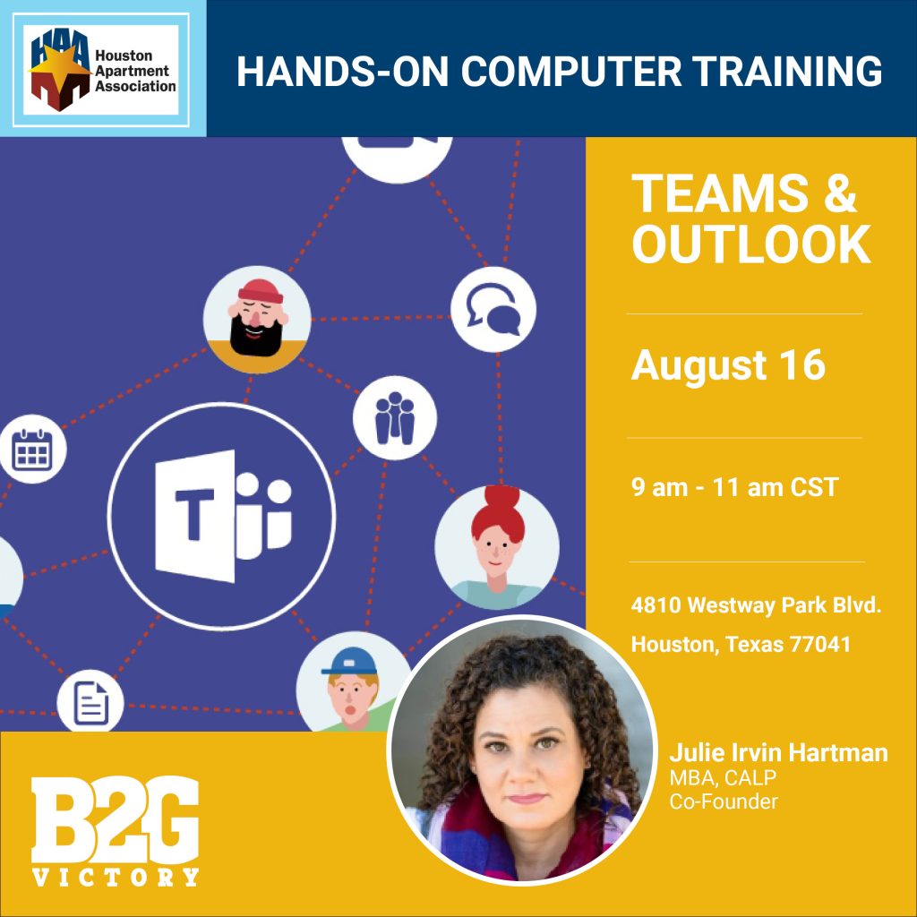 Houston Apartment Association (HAA) - Microsoft Teams Training with Julie Irvin Hartman, MBA on August 16