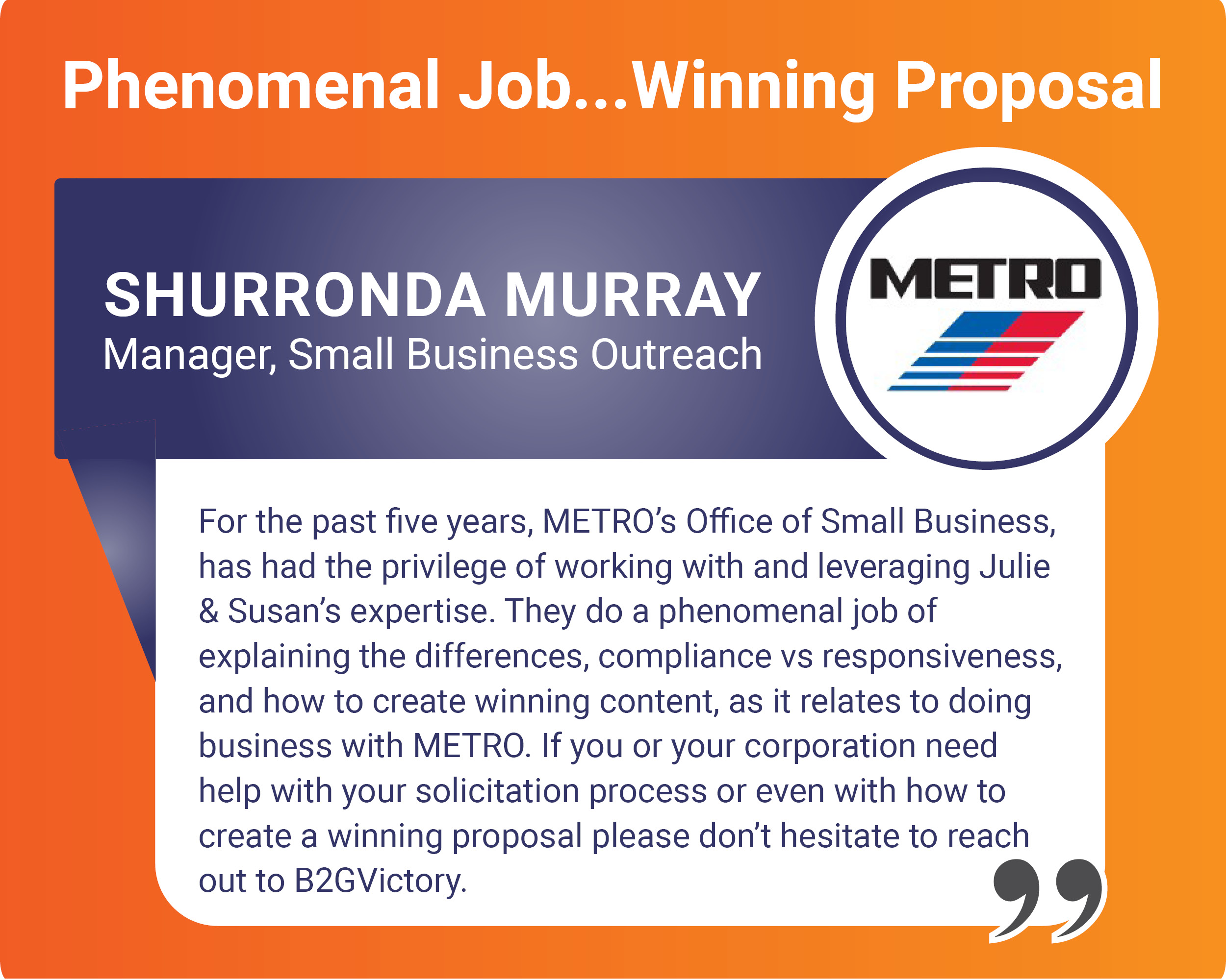 Testimonial from Shurronda Murray of METRO