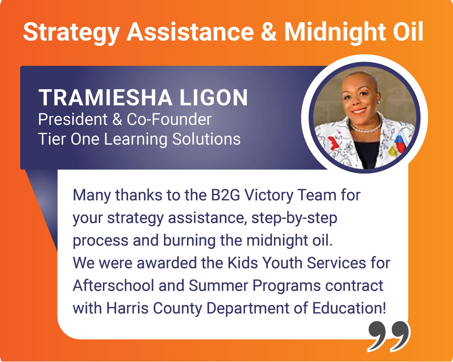 Testimonial from Tramiesha Ligon from Tier One Learning Solutions