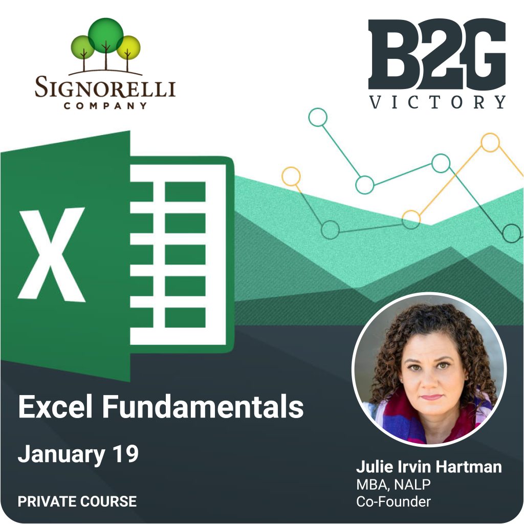 Private course on Excel fundamentals for the Signorelli Company on Jan. 19, 2023