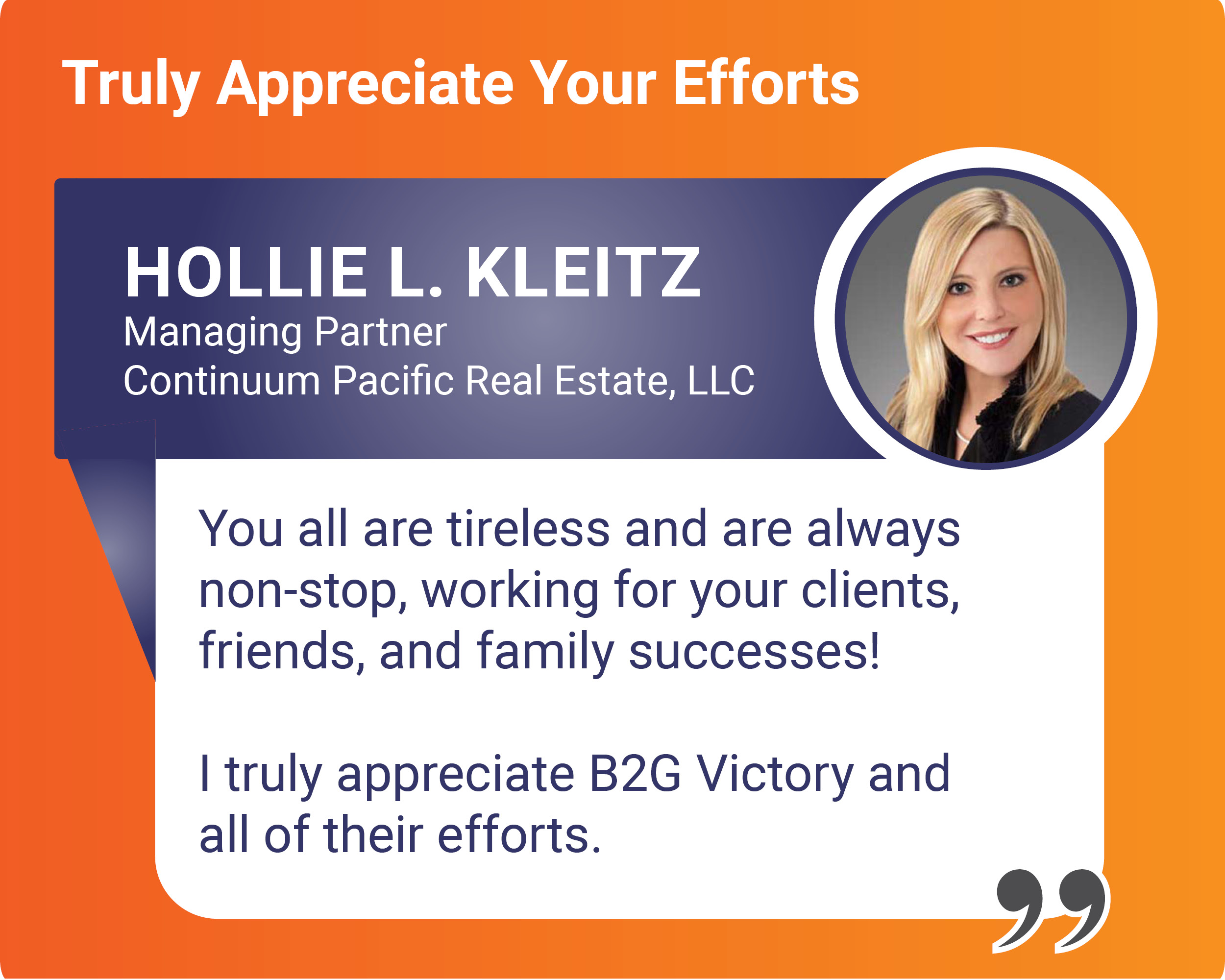 Testimonial from Hollie L. Kleitz from Continuum Pacific Real Estate, LLC