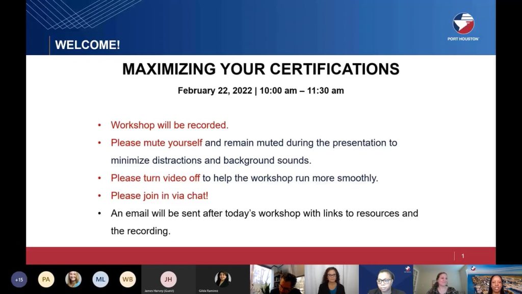 Maximizing Your Certification with Port Houston