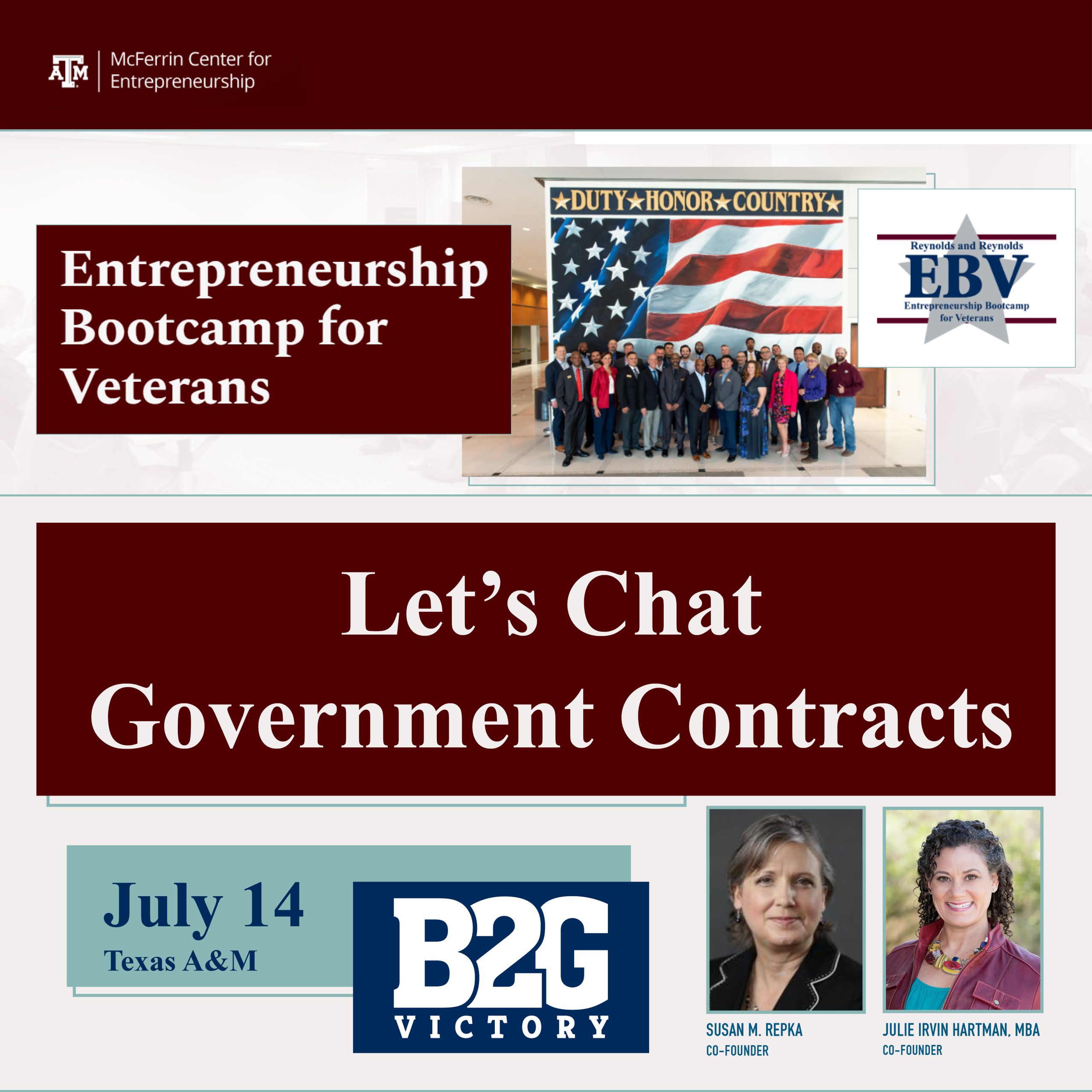 Let's Chat Government Contracts - Reunion Session- Texas A&M - Entrepreneurship Bootcamp for Veterans