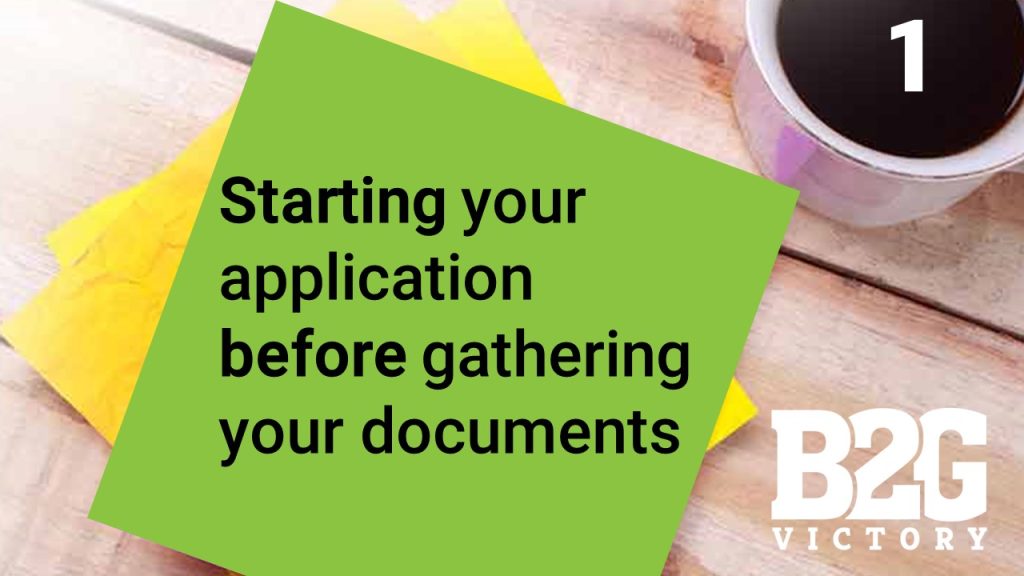 Starting Your Application before gathering documents